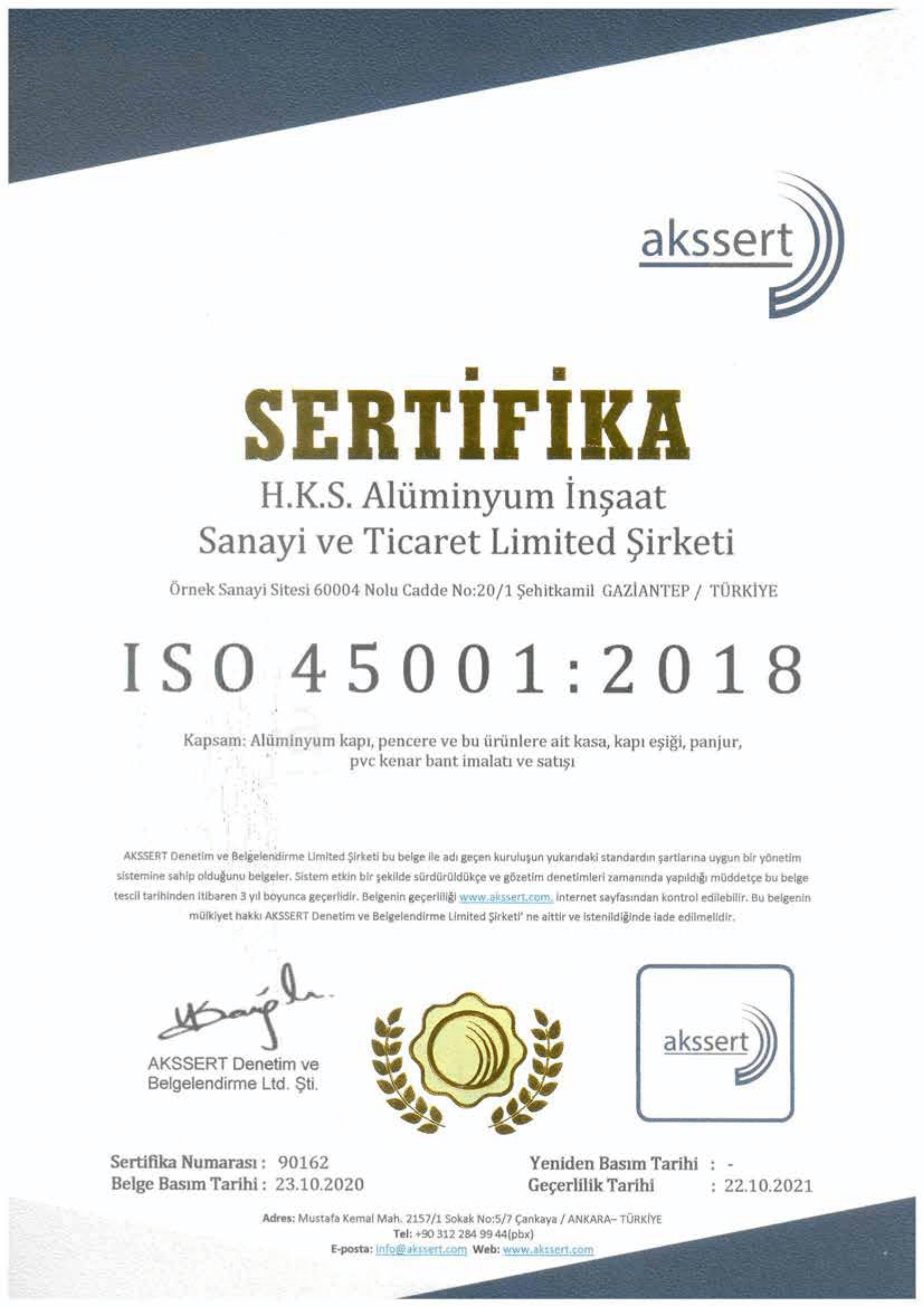90162 AKSSERT - HKS - 45001